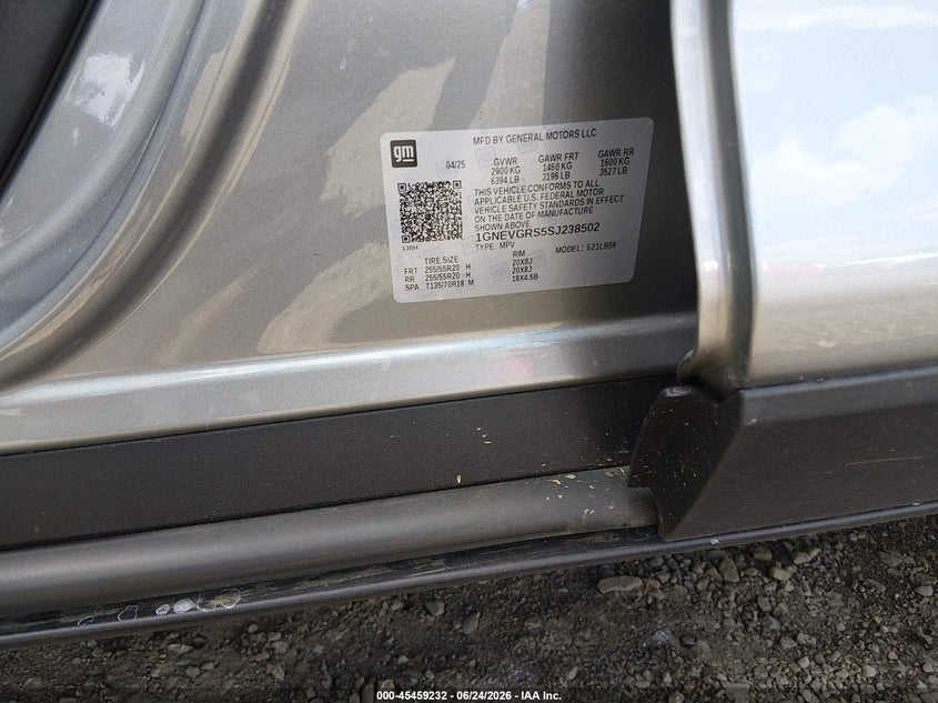 2025 Chevrolet Traverse VIN 1GNEVGRS5SJ238502 IAAI salvage auction — FRONT END, Salvage (Idaho), sold $16,300 on 2026-07-29 (photo 9)