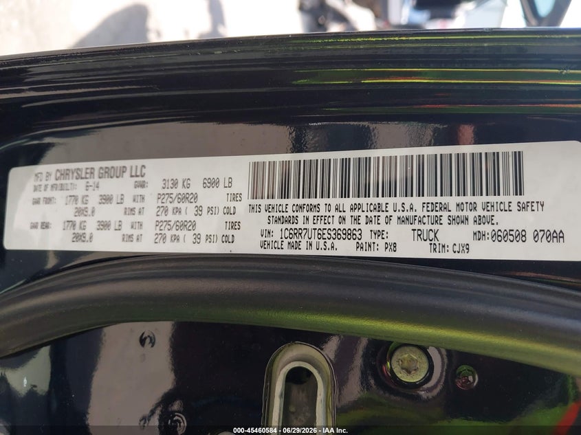 2014 Ram 1500 VIN 1C6RR7UT6ES369863 IAAI salvage auction — LEFT & RIGHT, Salvage Title, sold $850 on 2026-07-18 (photo 9)