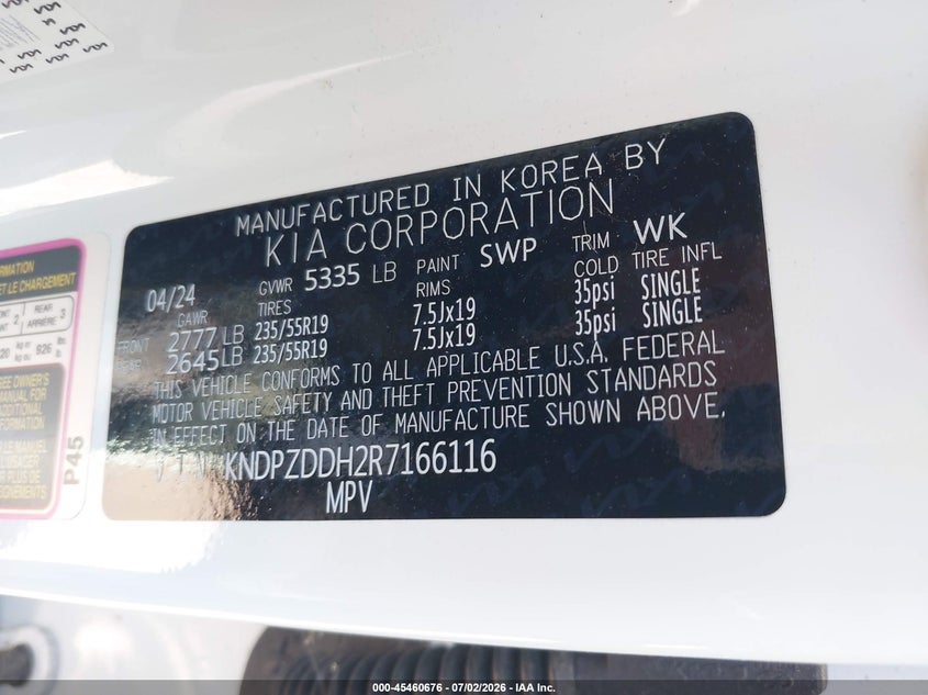 2024 Kia Sportage VIN KNDPZDDH2R7166116 IAAI salvage auction — REAR END, Salvage Title, sold $15,400 on 2026-07-15 (photo 9)