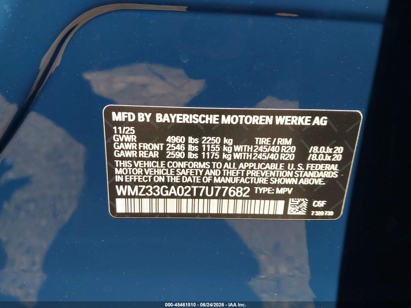 2026 Mini Countryman VIN WMZ33GA02T7U77682 IAAI salvage auction — SIDE, Salvage - Greater Than 75% (Maryland), sold $17,600 on 2026-07-09 (photo 9)