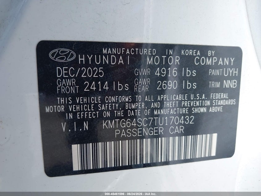 2026 Genesis G70 VIN KMTG64SC7TU170432 IAAI salvage auction — REAR END, Clear (California), sold $20,000 on 2026-07-15 (photo 9)
