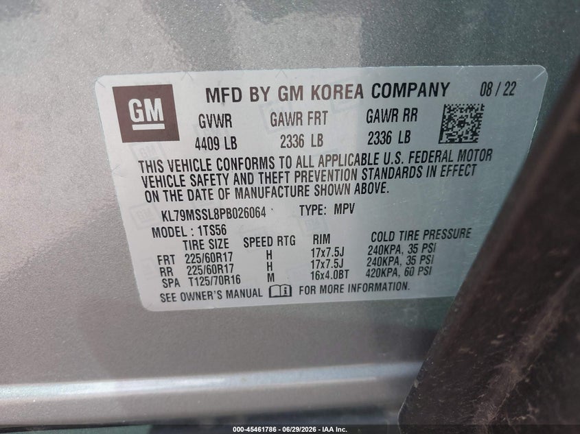 2023 Chevrolet Trailblazer VIN KL79MSSL8PB026064 IAAI salvage auction — FRONT END, Salvage (Indiana), sold $7,000 on 2026-08-01 (photo 9)