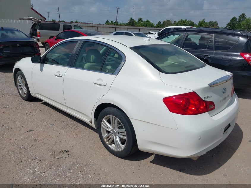 2013 Infiniti G VIN JN1CV6AR7DM757977 IAAI salvage auction — NORMAL WEAR, Original (Texas), sold $525 on 2026-07-09 (photo 3)
