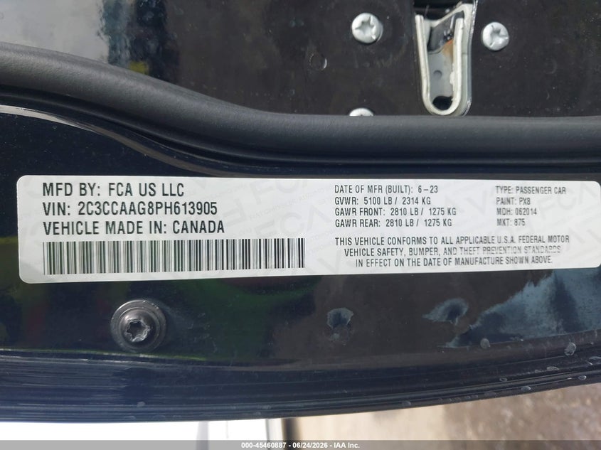 2023 Chrysler 300 VIN 2C3CCAAG8PH613905 IAAI salvage auction — UNKNOWN, Wait Title, sold $10,000 on 2026-08-19 (photo 9)