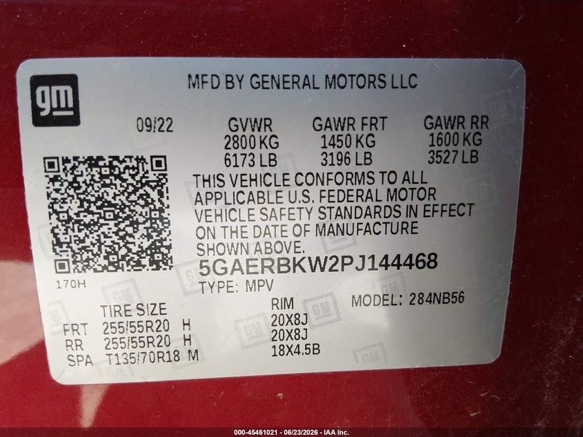 2023 Buick Enclave VIN 5GAERBKW2PJ144468 IAAI salvage auction — NORMAL WEAR, Salvage (Missouri), sold $15,000 on 2026-07-24 (photo 9)