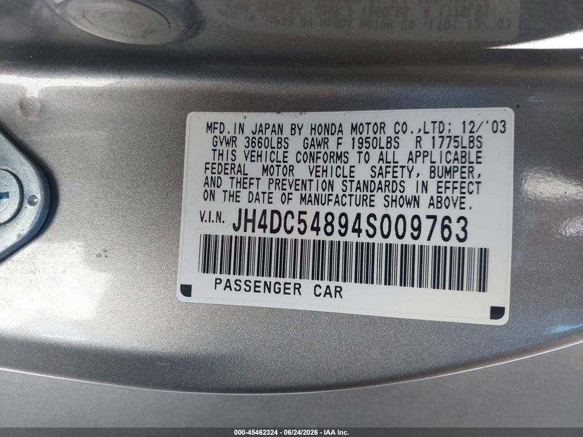 2004 Acura Rsx VIN JH4DC54894S009763 IAAI salvage auction — RIGHT FRONT, Salvage (California), sold $450 on 2026-07-09 (photo 9)
