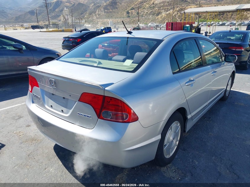 2006 Honda Civic hybrid VIN JHMFA362X6S008457 IAAI salvage auction — LEFT REAR, Clear - Dealer Only (California), sold $175 on 2026-07-15 (photo 4)
