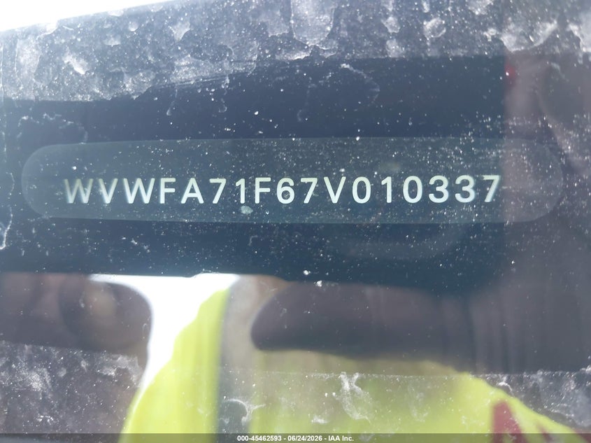 2007 Volkswagen Eos VIN WVWFA71F67V010337 IAAI salvage auction — NORMAL WEAR, Clear (Utah), sold $375 on 2026-07-09 (photo 9)