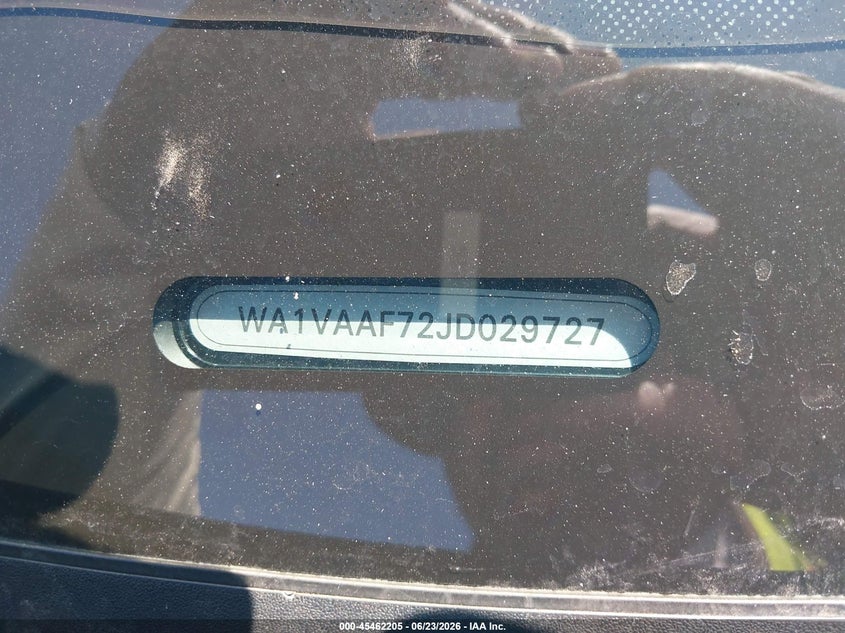 2018 Audi Q7 VIN WA1VAAF72JD029727 IAAI salvage auction — NORMAL WEAR, Clear - Dealer Only (California), sold $3,950 on 2026-07-29 (photo 9)