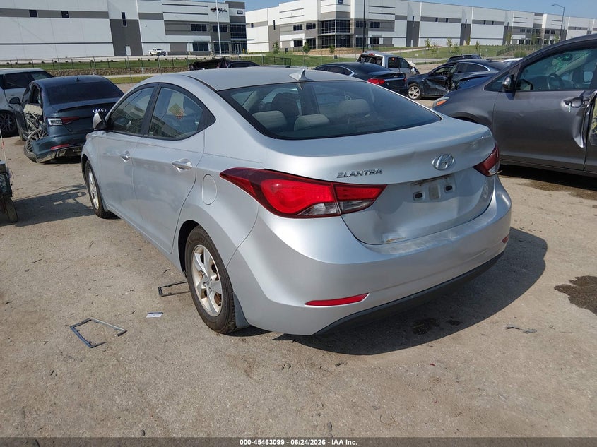 2015 Hyundai Elantra VIN KMHDH4AE1FU229523 IAAI salvage auction — WATER/FLOOD, Salvage (Texas), sold $500 on 2026-07-28 (photo 3)