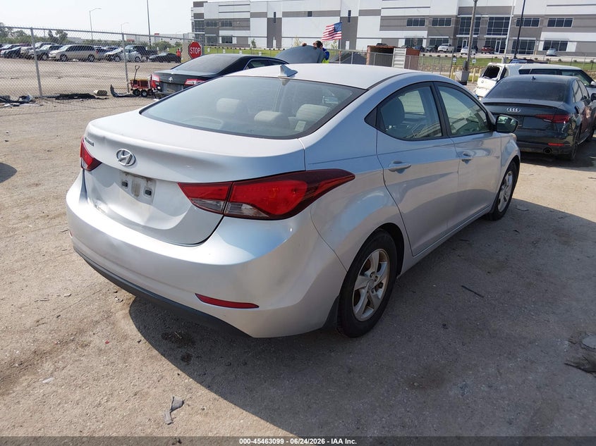 2015 Hyundai Elantra VIN KMHDH4AE1FU229523 IAAI salvage auction — WATER/FLOOD, Salvage (Texas), sold $500 on 2026-07-28 (photo 4)