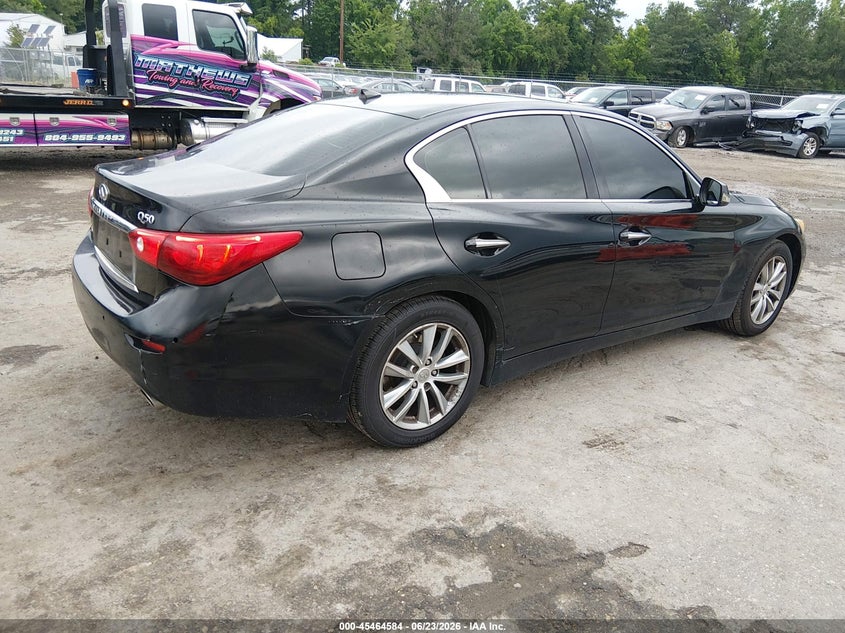 2014 Infiniti Q50 VIN JN1BV7AR8EM681799 IAAI salvage auction — NORMAL WEAR, Clear (Virginia), sold $750 on 2026-07-10 (photo 4)