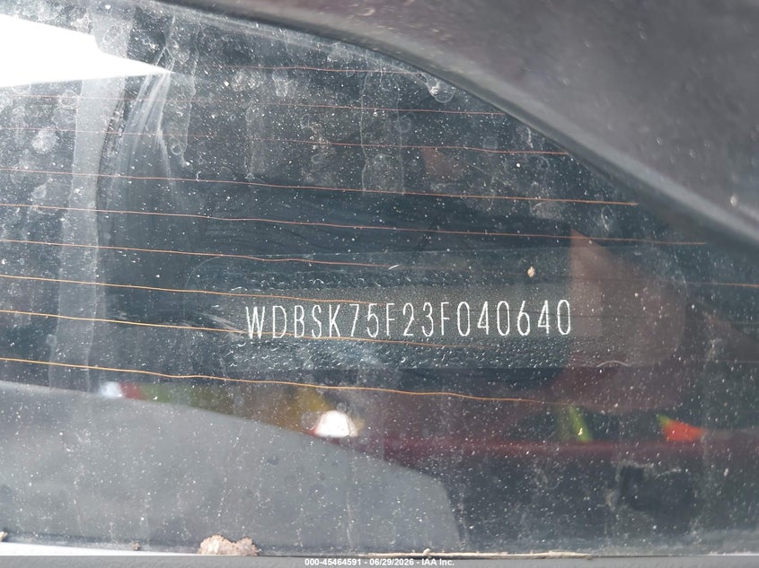 2003 Mercedes-benz Sl-class VIN WDBSK75F23F040640 IAAI salvage auction — WATER/FLOOD, Flood (Mississippi), sold $25 on 2026-07-24 (photo 9)