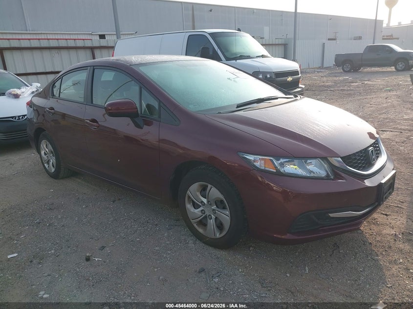 2014 Honda Civic VIN 2HGFB2F55EH504096 IAAI salvage auction — WATER/FLOOD, Salvage (Texas), sold $3,800 on 2026-07-10 (photo 1)