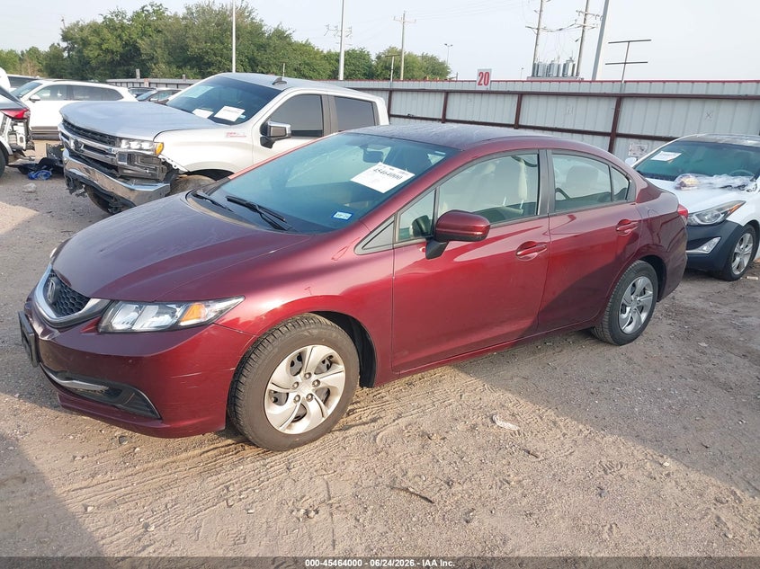 2014 Honda Civic VIN 2HGFB2F55EH504096 IAAI salvage auction — WATER/FLOOD, Salvage (Texas), sold $3,800 on 2026-07-10 (photo 2)