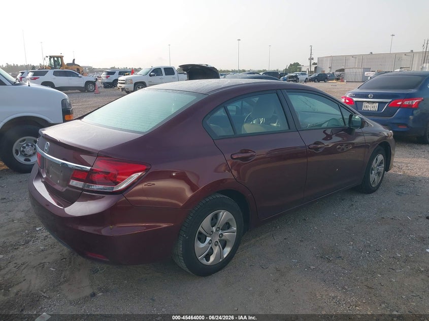 2014 Honda Civic VIN 2HGFB2F55EH504096 IAAI salvage auction — WATER/FLOOD, Salvage (Texas), sold $3,800 on 2026-07-10 (photo 4)