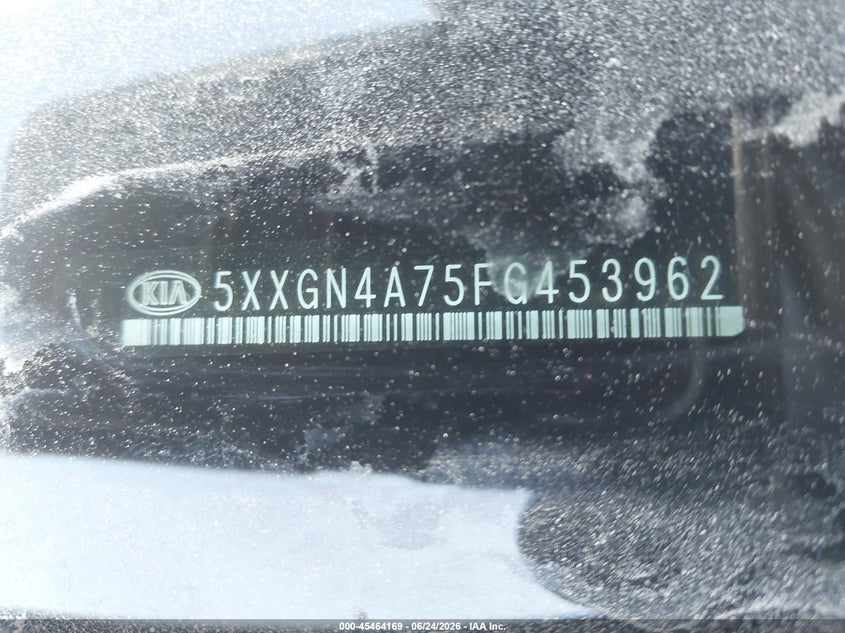 2015 Kia Optima VIN 5XXGN4A75FG453962 IAAI salvage auction — LEFT SIDE, Salvage (Georgia), sold $425 on 2026-07-28 (photo 9)