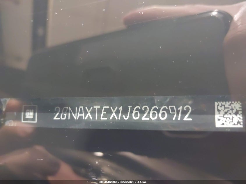 2018 Chevrolet Equinox VIN 2GNAXTEX1J6266912 IAAI salvage auction — HAIL, Regular (South Dakota), sold $4,550 on 2026-08-01 (photo 9)