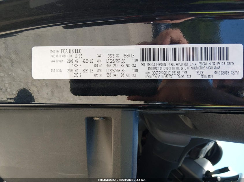 2020 Ram Promaster 1500 VIN 3C6TRVAGXLE109158 IAAI salvage auction — LEFT SIDE, Sf97 (Kentucky), sold $13,000 on 2026-08-12 (photo 9)
