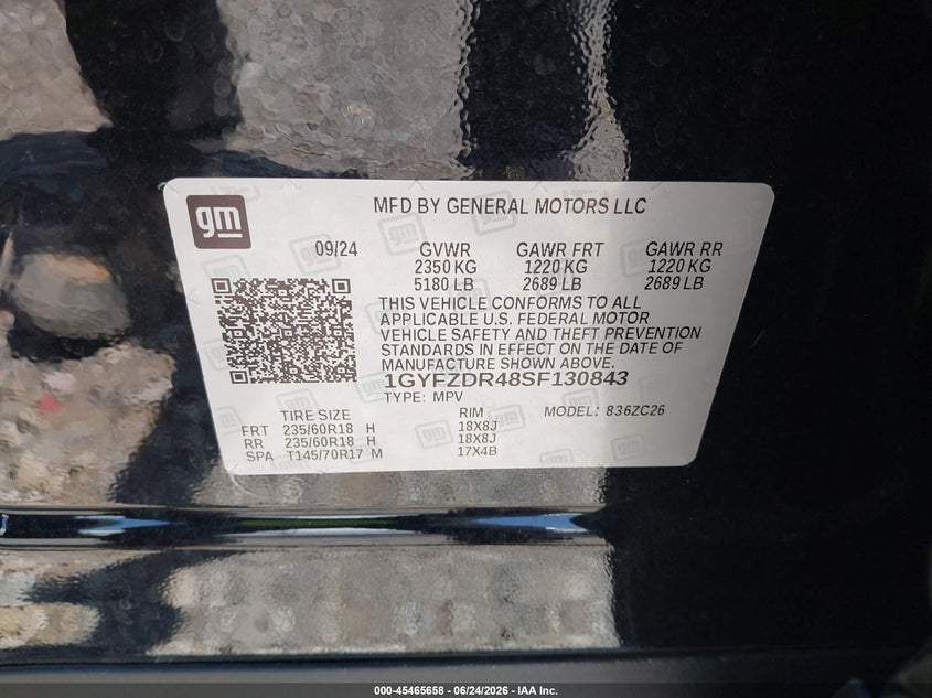 2025 Cadillac Xt4 VIN 1GYFZDR48SF130843 IAAI salvage auction — FRONT END, Salvage (Tennessee), sold $25 on 2026-07-31 (photo 9)