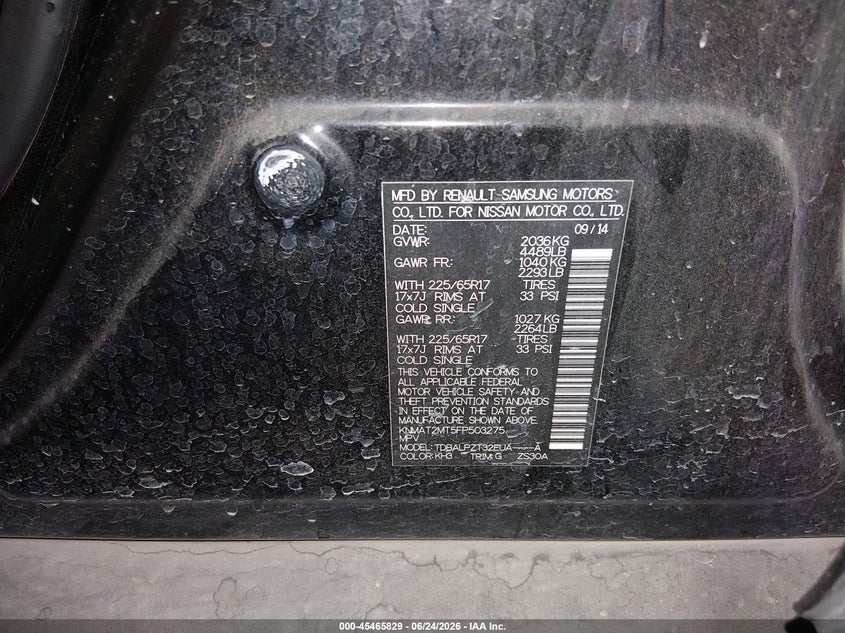 2015 Nissan Rogue VIN KNMAT2MT5FP503275 IAAI salvage auction — FRONT END, Salvage Title, sold $1,450 on 2026-07-28 (photo 9)