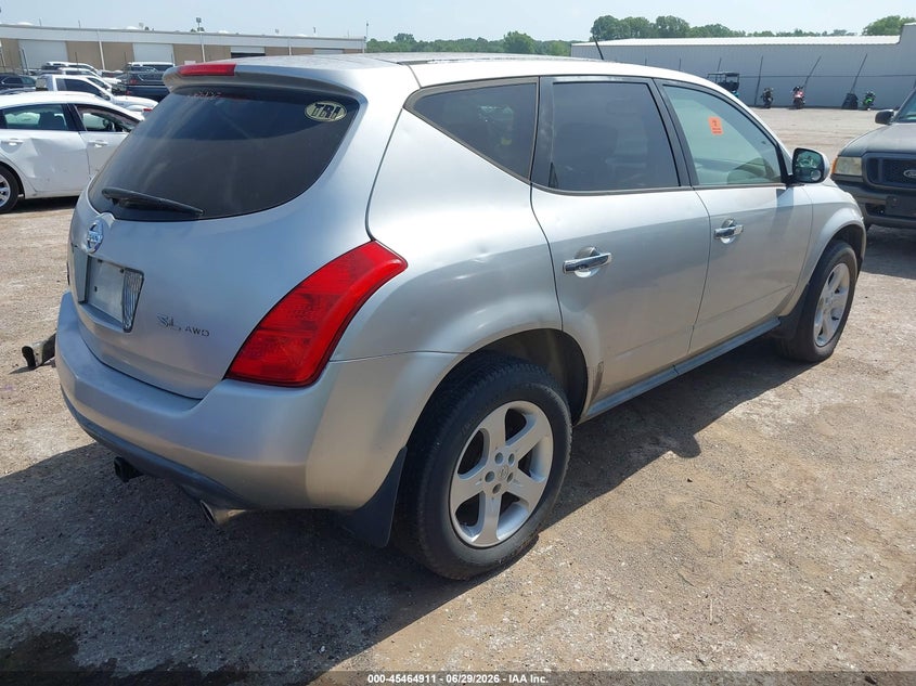 2005 Nissan Murano VIN JN8AZ08W15W423696 IAAI salvage auction — NORMAL WEAR, Clear (Oklahoma), sold $125 on 2026-07-08 (photo 4)