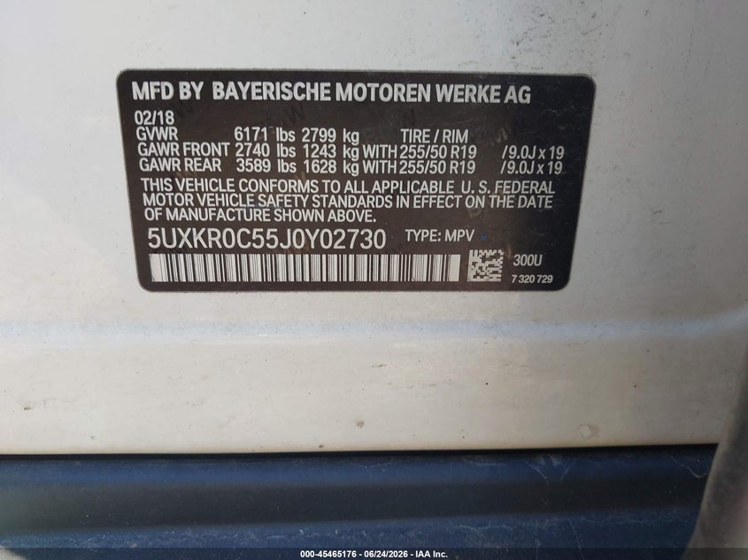 2018 BMW X5 VIN 5UXKR0C55J0Y02730 IAAI salvage auction — LEFT FRONT, Salvage (Ohio), sold $4,250 on 2026-07-17 (photo 9)