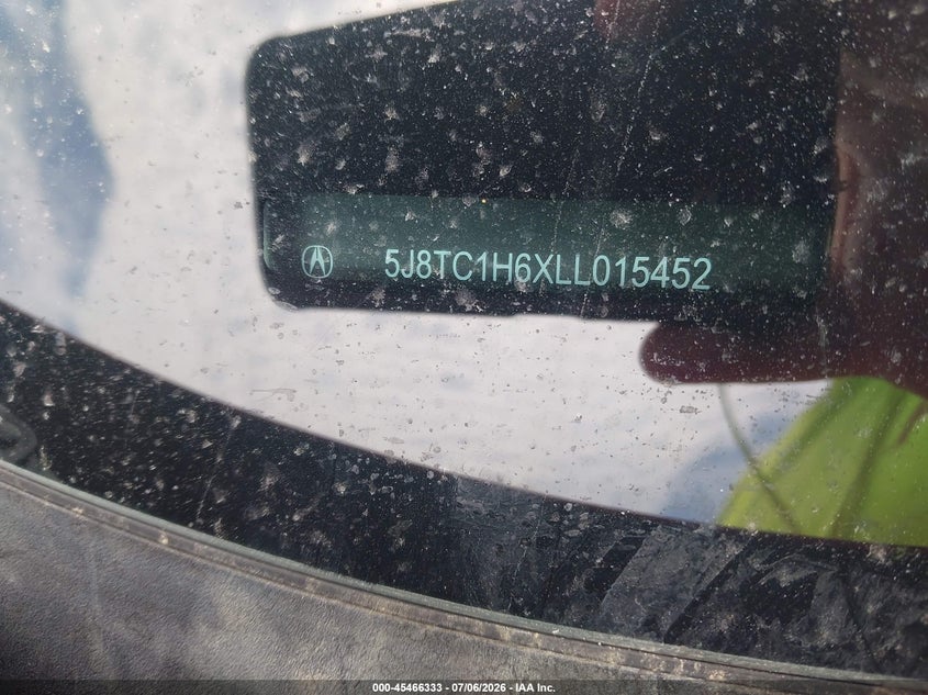 2020 Acura Rdx VIN 5J8TC1H6XLL015452 IAAI salvage auction — RIGHT FRONT, Salvage (North Carolina), sold $9,250 on 2026-07-22 (photo 9)
