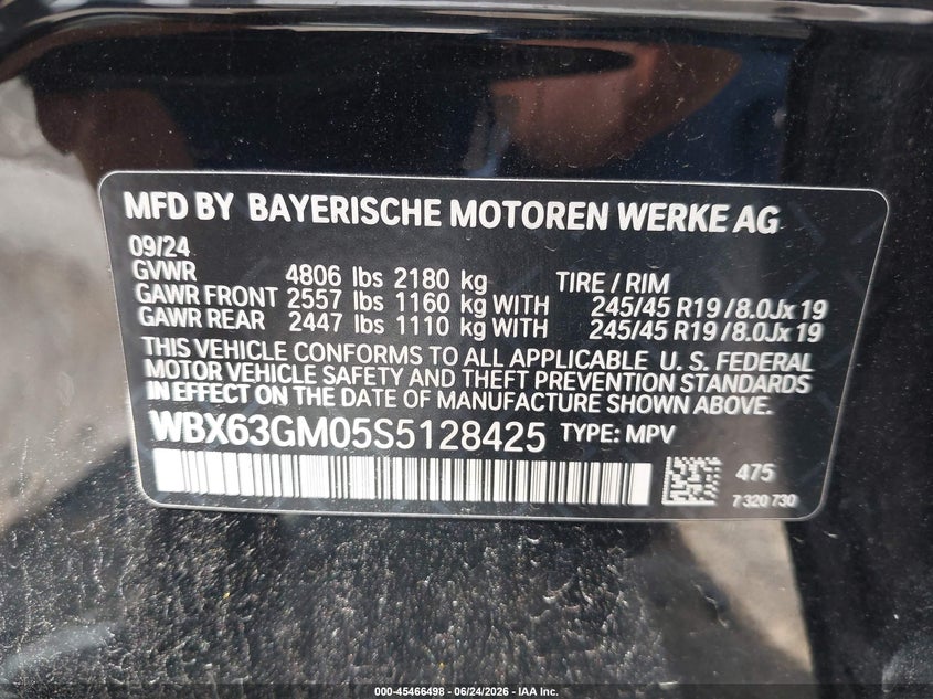 2025 BMW X2 VIN WBX63GM05S5128425 IAAI salvage auction — FRONT END, Salvage Title, sold $8,950 on 2026-08-27 (photo 9)