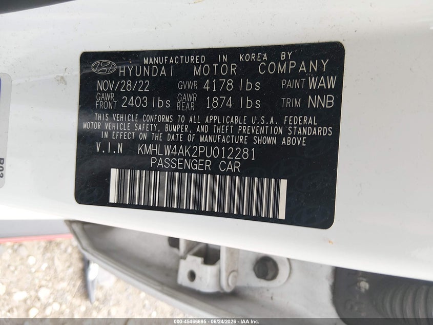 2023 Hyundai Elantra n VIN KMHLW4AK2PU012281 IAAI salvage auction — FRONT END, Wait Title, sold $2,750 on 2026-08-02 (photo 9)