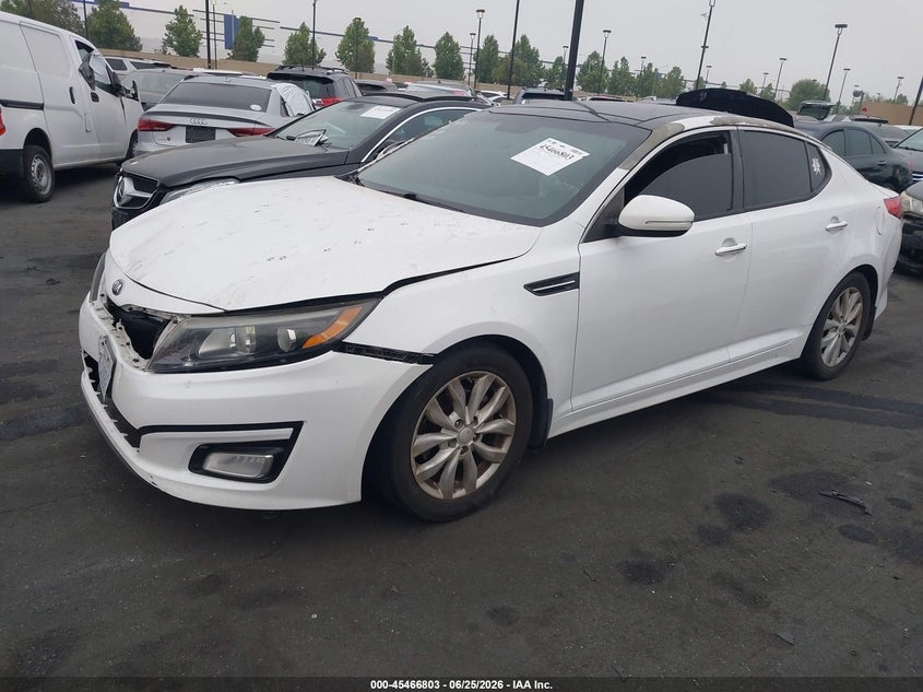 2015 Kia Optima VIN 5XXGN4A75FG426809 IAAI salvage auction — FRONT & REAR, Salvage Certificate (California), sold $500 on 2026-07-10 (photo 2)