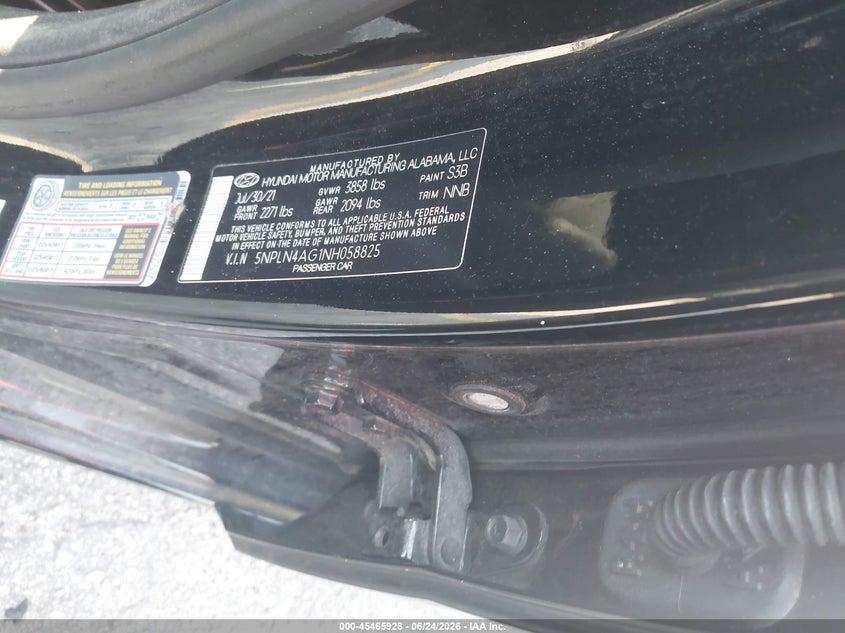 2022 Hyundai Elantra VIN 5NPLN4AG1NH058825 IAAI salvage auction — LEFT SIDE, Rebuildable (Florida), sold $5,350 on 2026-07-13 (photo 9)
