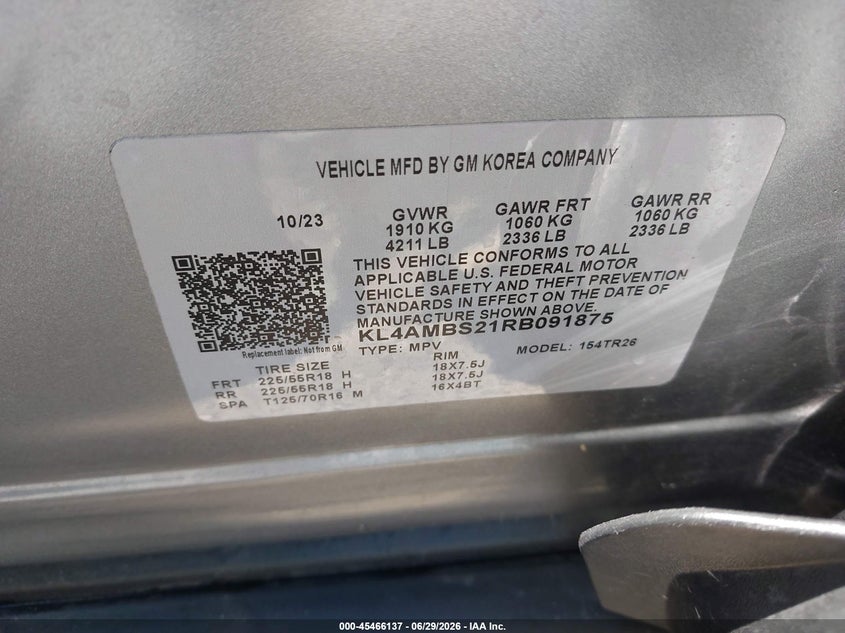 2024 Buick Encore gx VIN KL4AMBS21RB091875 IAAI salvage auction — LEFT SIDE, Salvage Title, sold $4,550 on 2026-07-27 (photo 9)