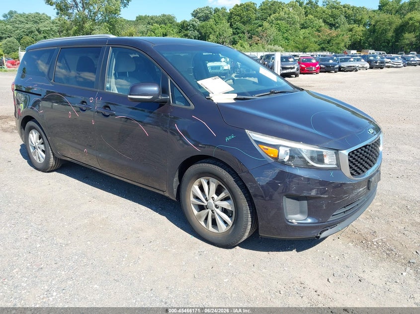 2016 Kia SEDONA VIN KNDMB5C15G6188860 IAAI salvage auction — FRONT & REAR, Salvage (Idaho), sold $125 on 2026-07-21 (photo 1)