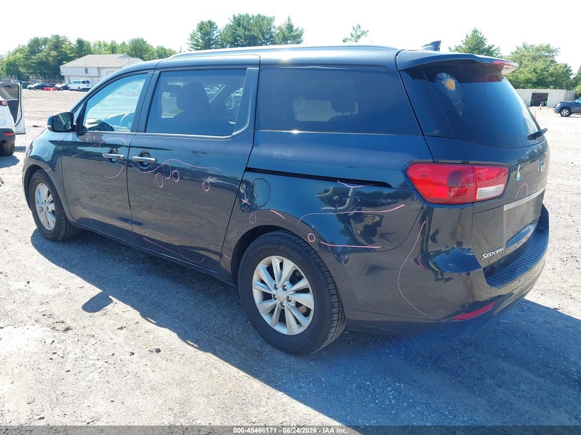2016 Kia SEDONA VIN KNDMB5C15G6188860 IAAI salvage auction — FRONT & REAR, Salvage (Idaho), sold $125 on 2026-07-21 (photo 3)