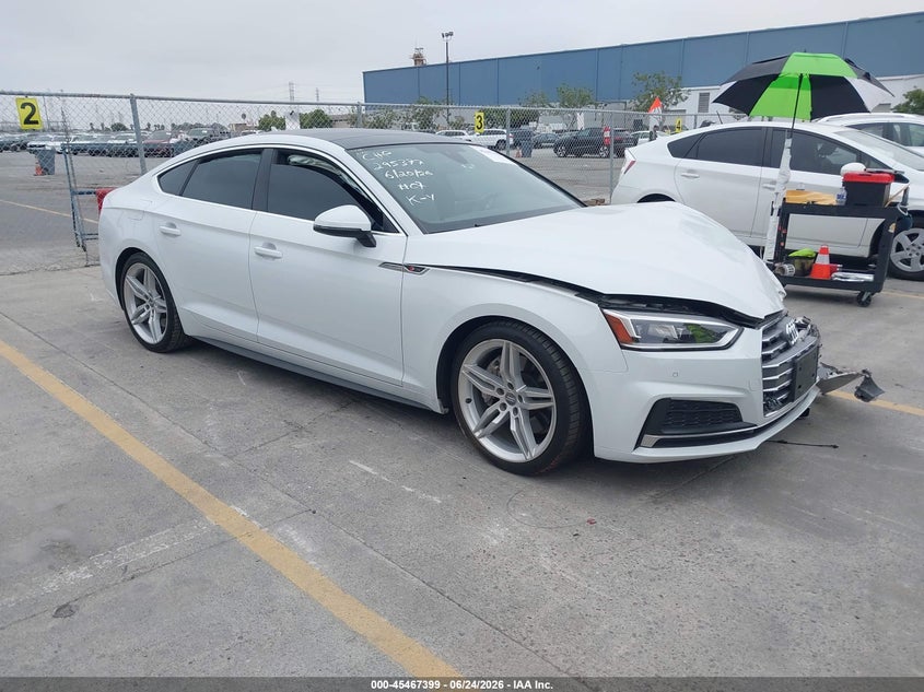 2019 Audi A5 VIN WAUENCF53KA059503 IAAI salvage auction — LEFT FRONT, Salvage (California), sold $5,000 on 2026-07-16 (photo 1)