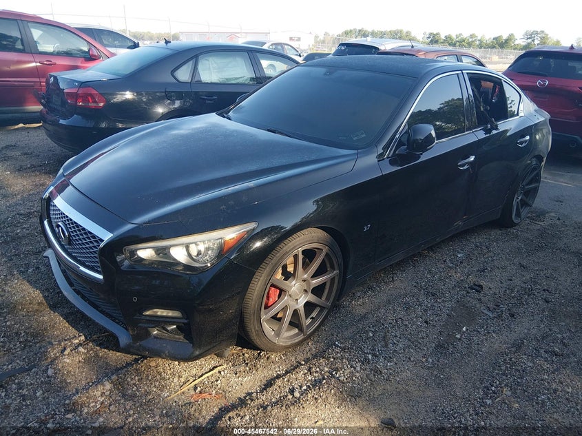 2014 Infiniti Q50 VIN JN1BV7APXEM680295 IAAI salvage auction — EXTERIOR BURN, Salvage (South Carolina), sold $600 on 2026-07-29 (photo 2)