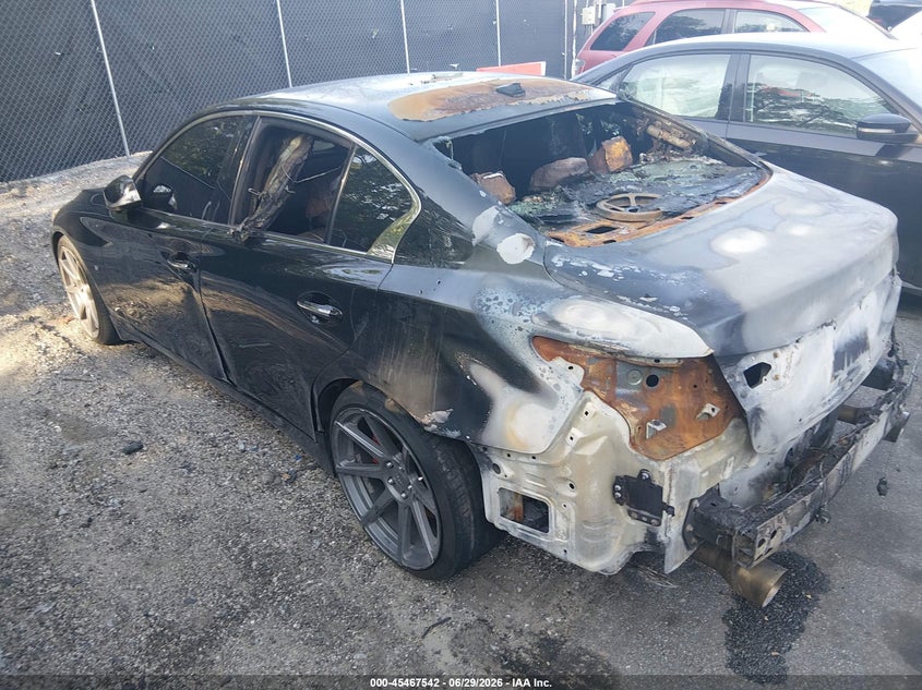 2014 Infiniti Q50 VIN JN1BV7APXEM680295 IAAI salvage auction — EXTERIOR BURN, Salvage (South Carolina), sold $600 on 2026-07-29 (photo 3)