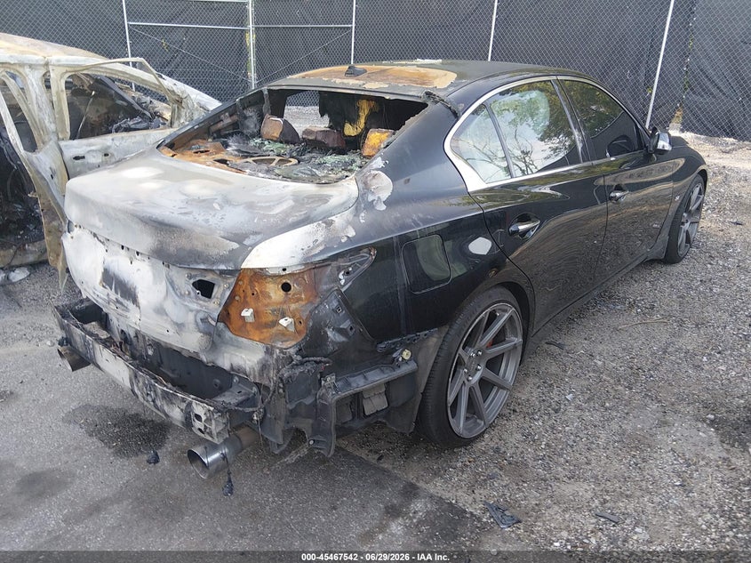 2014 Infiniti Q50 VIN JN1BV7APXEM680295 IAAI salvage auction — EXTERIOR BURN, Salvage (South Carolina), sold $600 on 2026-07-29 (photo 4)