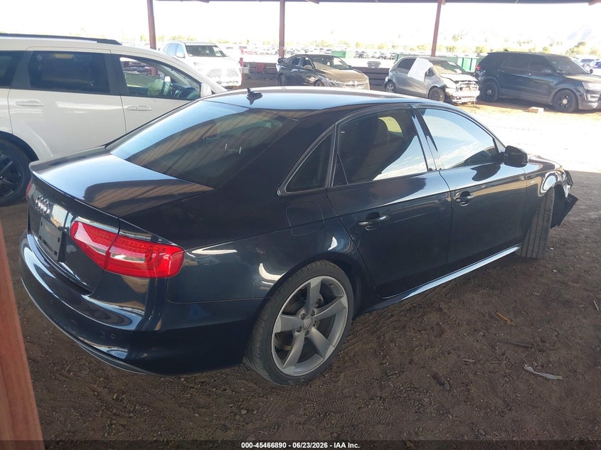 2014 Audi A4 VIN WAUFFAFL6EN028005 IAAI salvage auction — RIGHT FRONT, Salvage Title, sold $1,300 on 2026-08-24 (photo 4)