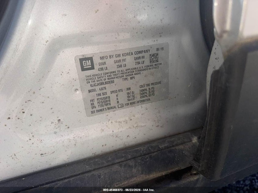 2020 Buick Encore VIN KL4CJASB9LB028350 IAAI salvage auction — FRONT END, Salvage (Ohio), sold $575 on 2026-07-07 (photo 9)
