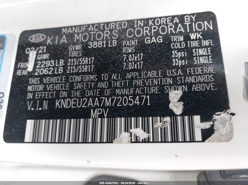 2021 Kia Seltos VIN KNDEU2AA7M7205471 IAAI salvage auction — SIDE, Salvage (California), sold $3,125 on 2026-07-17 (photo 9)