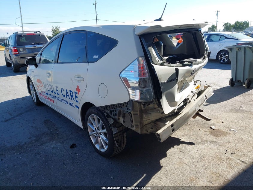 2013 Toyota Prius v VIN JTDZN3EU1D3217356 IAAI salvage auction — RIGHT REAR, Salvage (California), sold $725 on 2026-07-23 (photo 3)