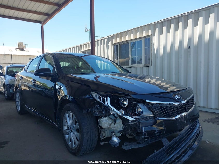 2016 Kia Optima VIN 5XXGT4L37GG035761 IAAI salvage auction — FRONT END, Salvage (California), sold $1,400 on 2026-07-28 (photo 1)