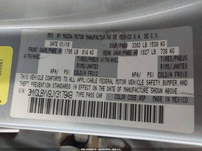 2018 Toyota Yaris VIN 3MYDLBYV9JY317949 IAAI salvage auction — SIDE, Salvage (Colorado), sold $2,500 on 2026-07-31 (photo 9)