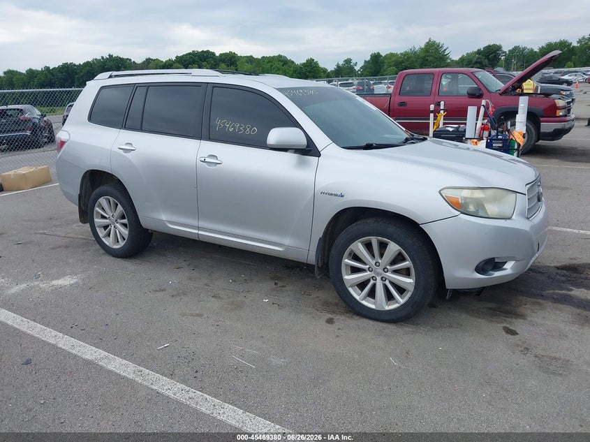 2008 Toyota Highlander hybrid VIN JTEEW41A082025866 IAAI salvage auction — LEFT FRONT, Clear (Indiana), sold $1,200 on 2026-07-31 (photo 1)