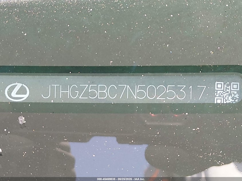 2022 Lexus Rc VIN JTHGZ5BC7N5025317 IAAI salvage auction — SIDE, Salvage Title, sold $12,400 on 2026-08-20 (photo 9)