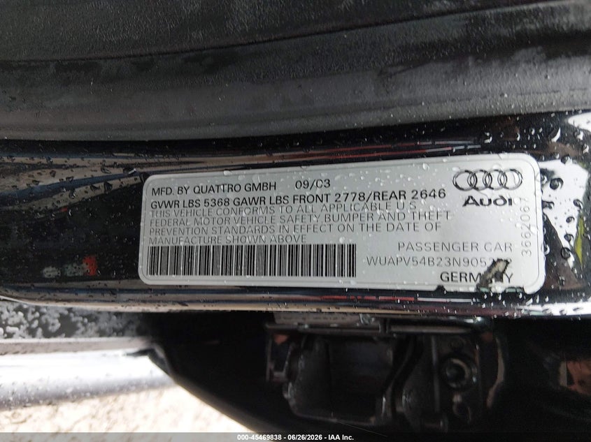 2003 Audi Rs6 VIN WUAPV54B23N905262 IAAI salvage auction — RIGHT FRONT, Salvage (Illinois), sold $4,000 on 2026-08-12 (photo 9)