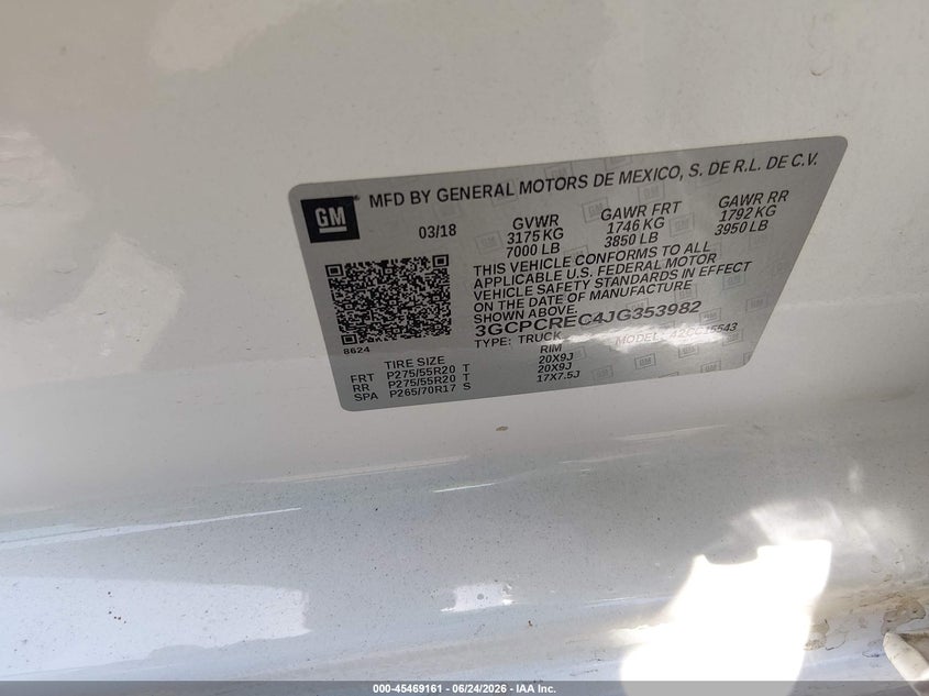 2018 Chevrolet VIN 3GCPCREC4JG353982 IAAI salvage auction — SIDE, Salvage Certificate (California), sold $6,150 on 2026-07-31 (photo 9)