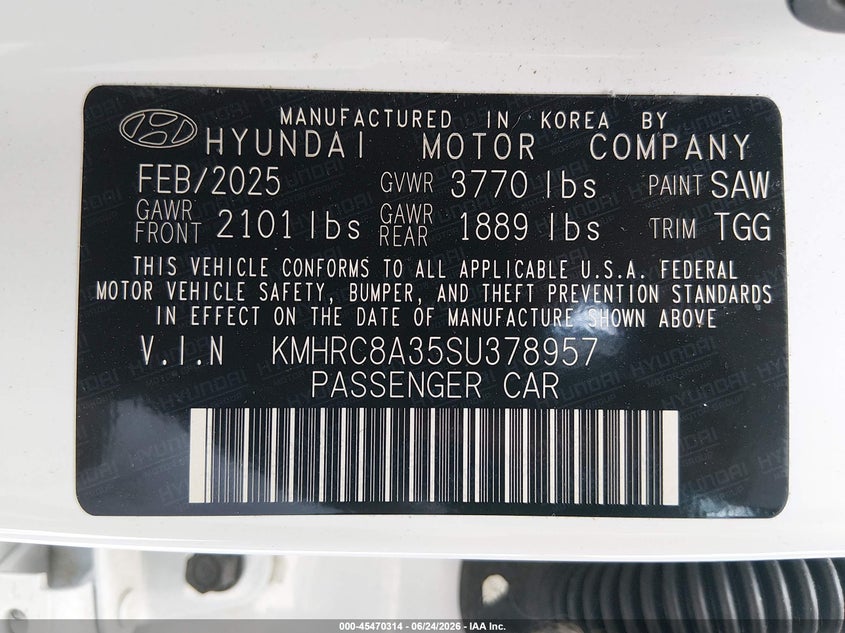 2025 Hyundai Venue VIN KMHRC8A35SU378957 IAAI salvage auction — SIDE, Salvage Title, sold $4,050 on 2026-07-23 (photo 9)